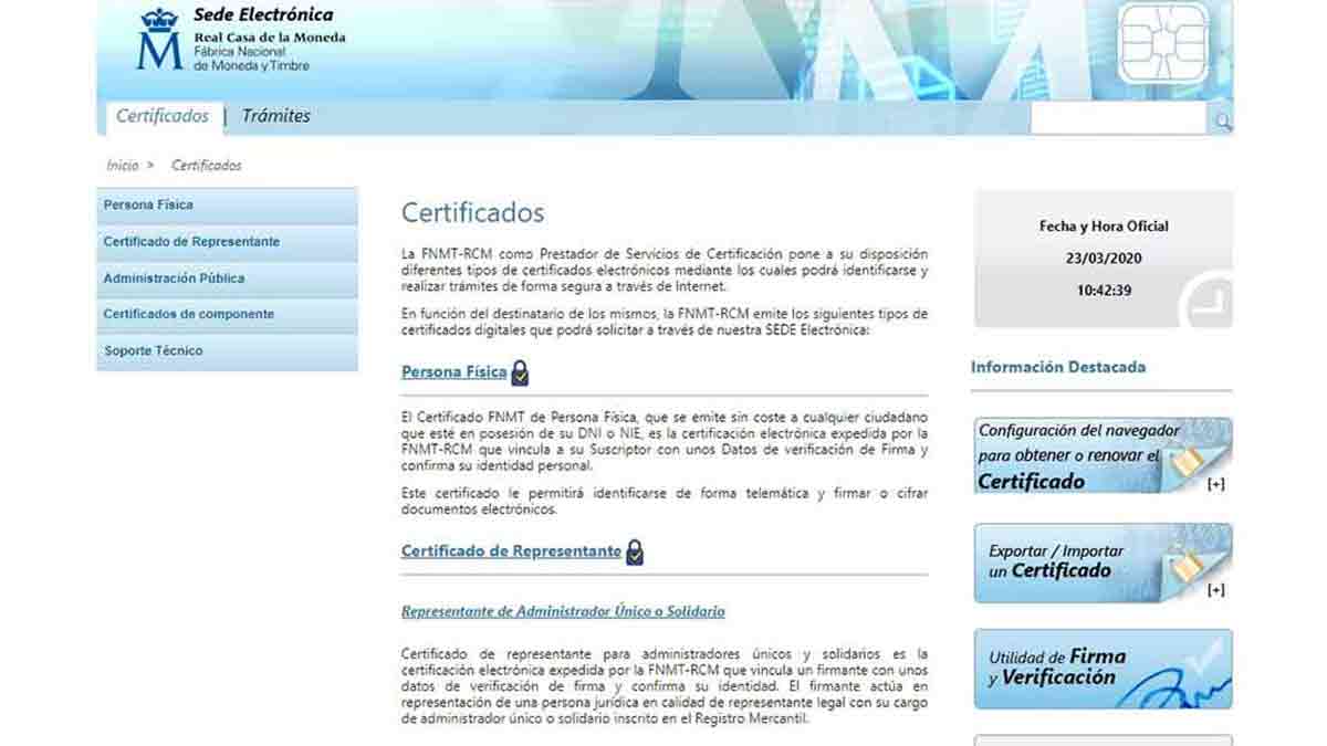 Portal de la FNMT certificado digital