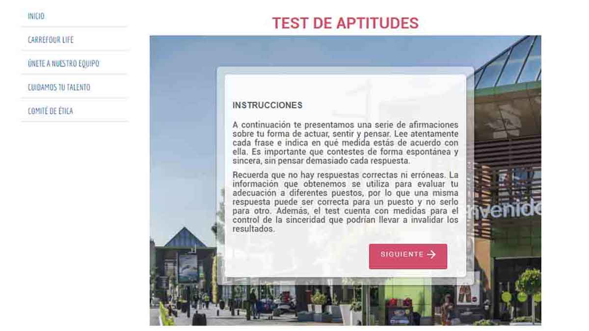 Test de aptitudes Carrefour
