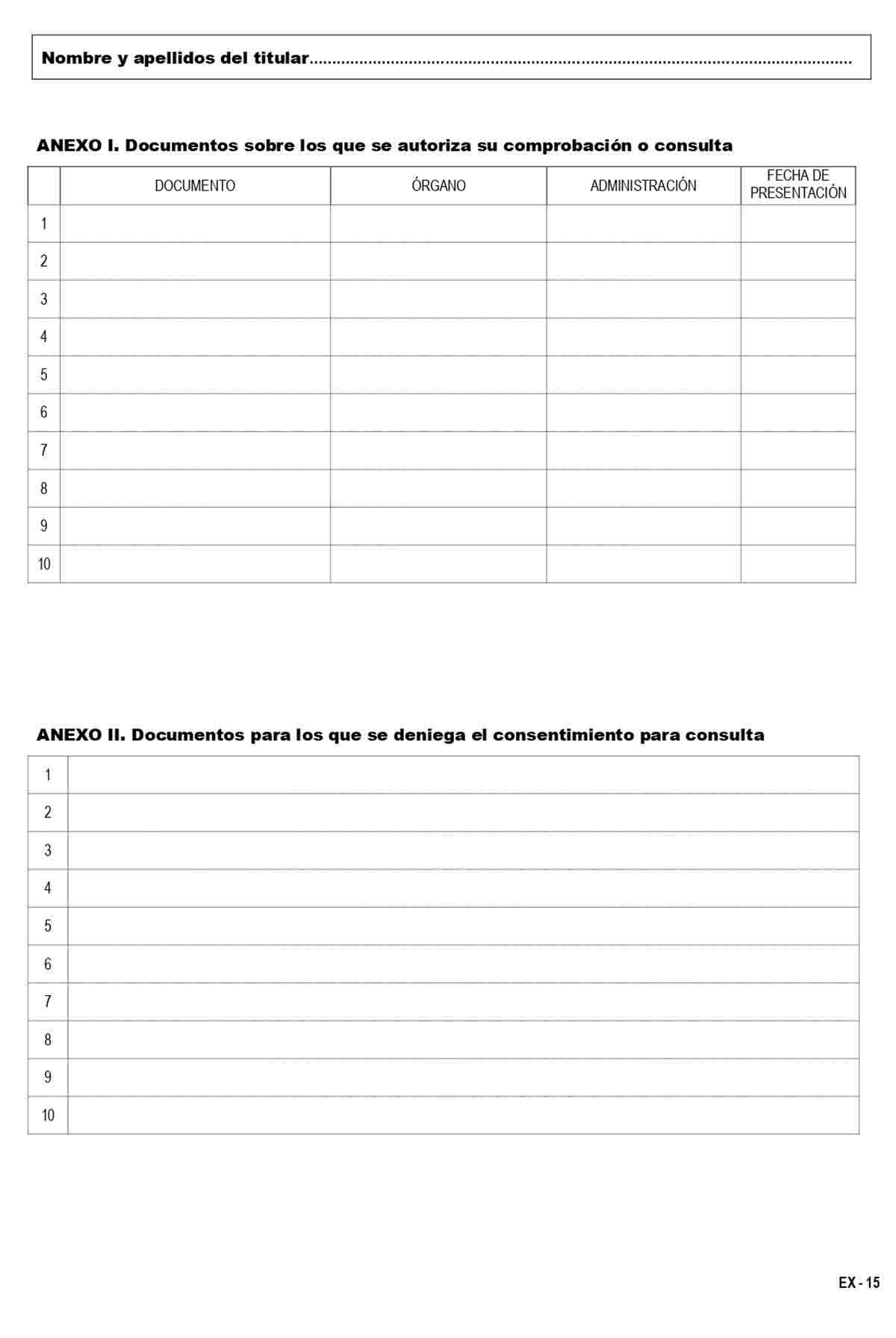 Anexos del formulario EX15