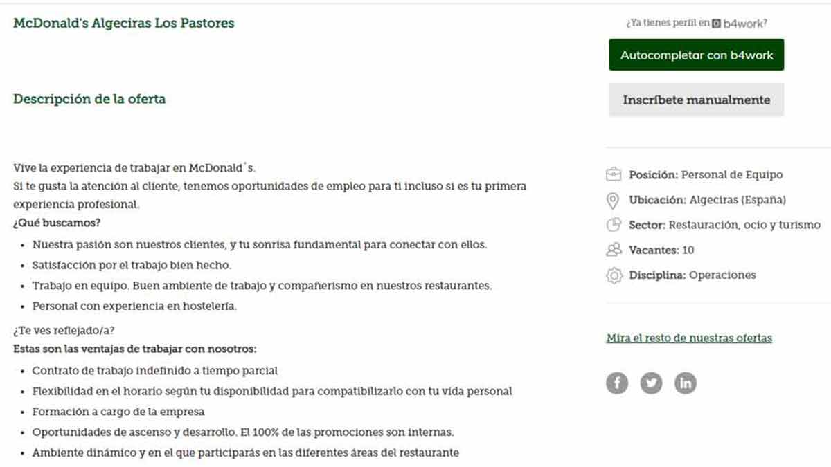 Requisitos para trabajar en McDonalds