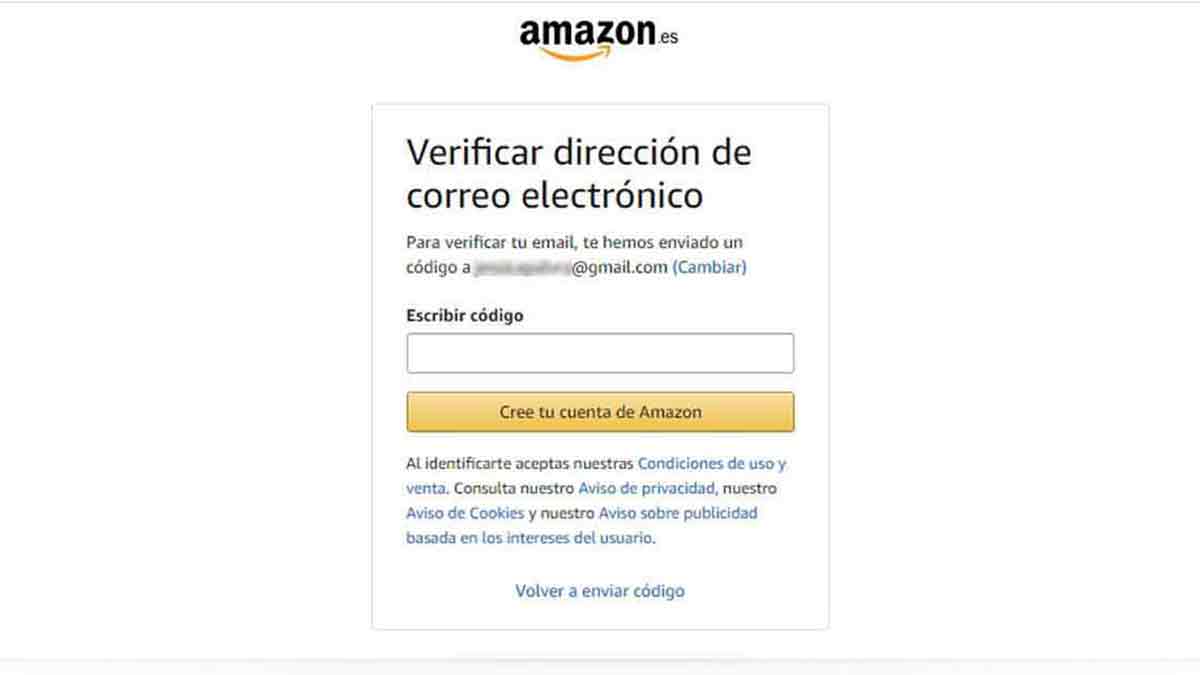 Verificar correo electrónico para registrarse en Amazon Prime Now