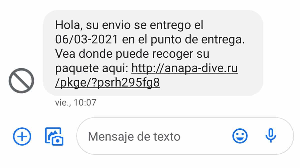 Ejemplo de estafas por sms
