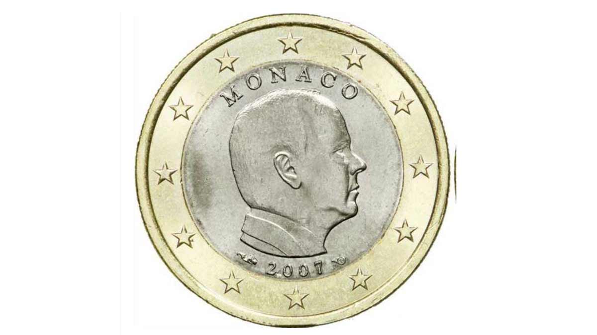 Moneda de un euro de Mónaco sin errores