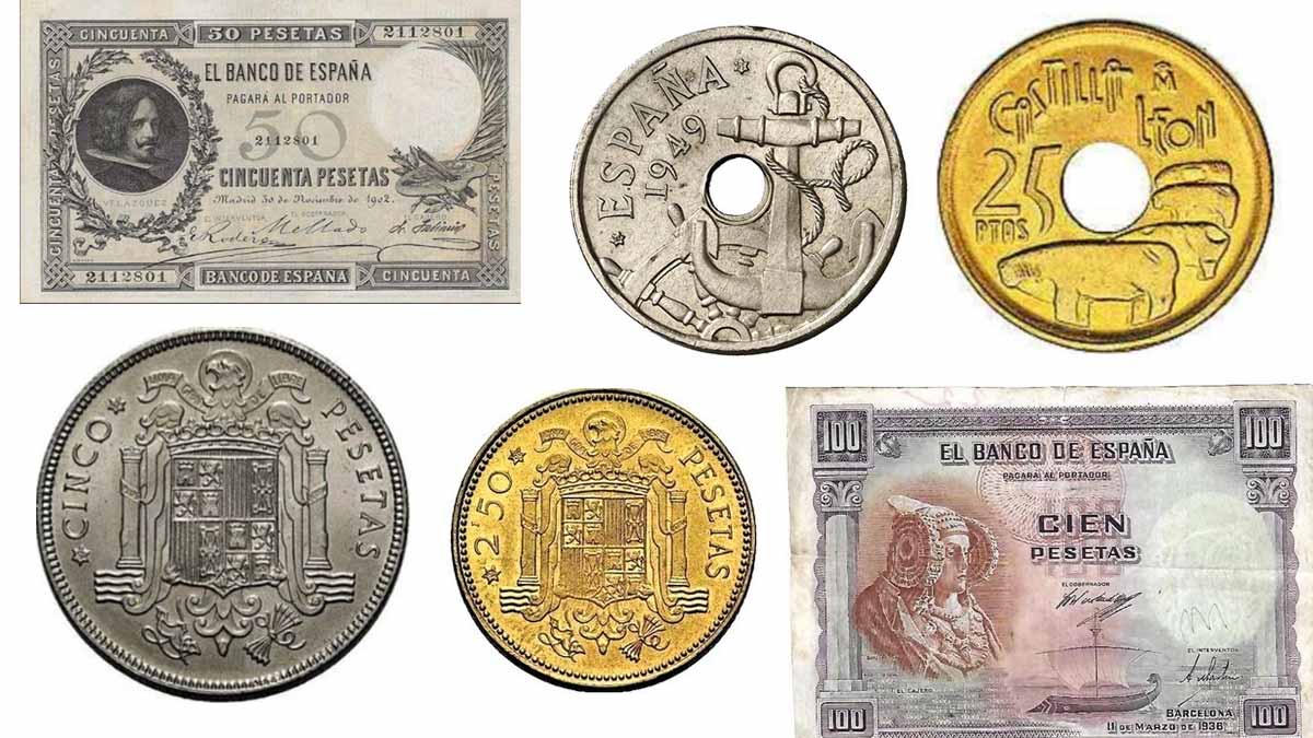 Los billetes y monedas de pesetas más valiosos