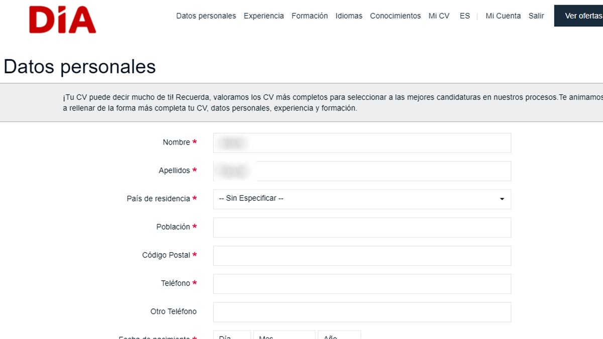 Adjuntar currículum a la plataforma