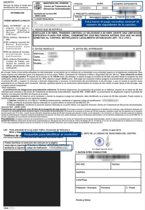 Expediente de notificación de conductor