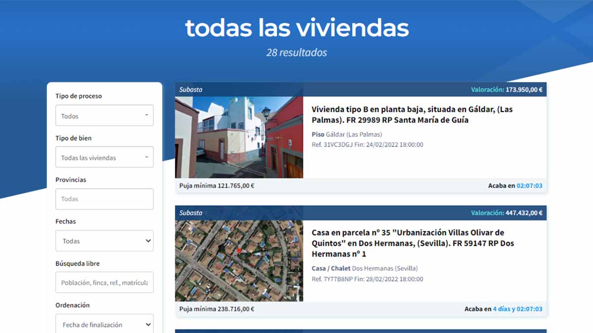 Catálogo de todas las viviendas