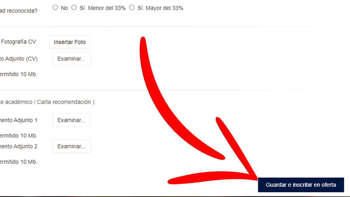 Guardar la candidatura