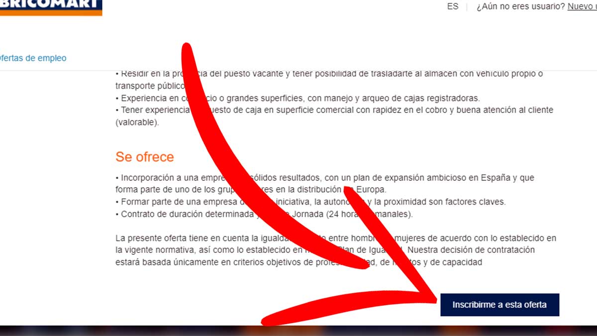 Inscribirse a una oferta de empleo