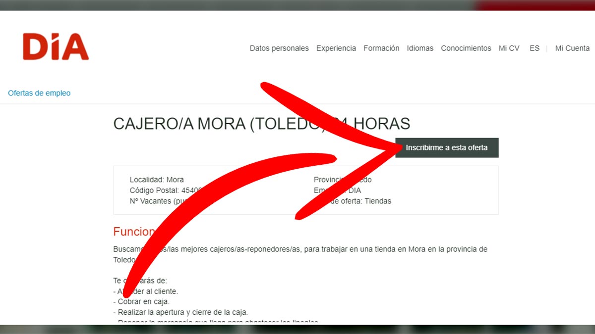 Inscripción en la oferta