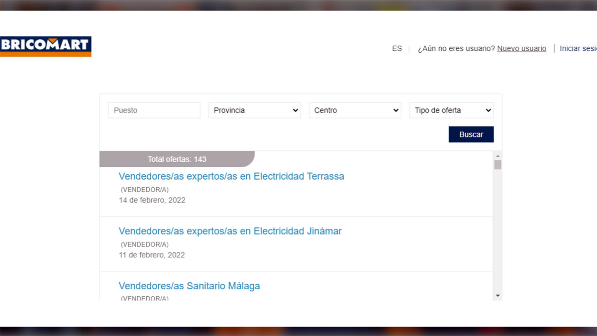 Listado ofertas de empleo