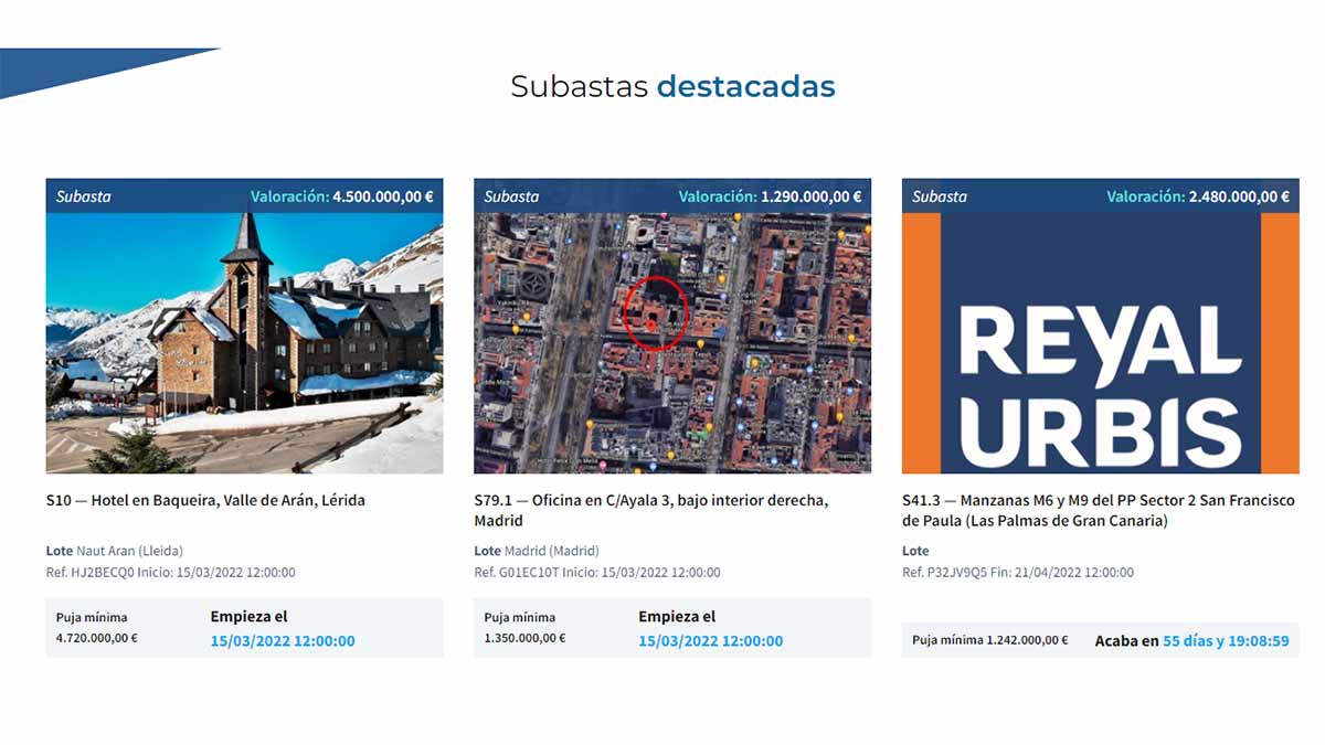Subastas destacadas del portal