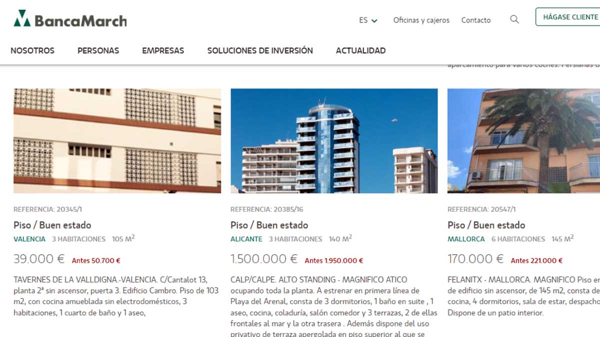 Ofertas de viviendas en venta en el portal Banca March
