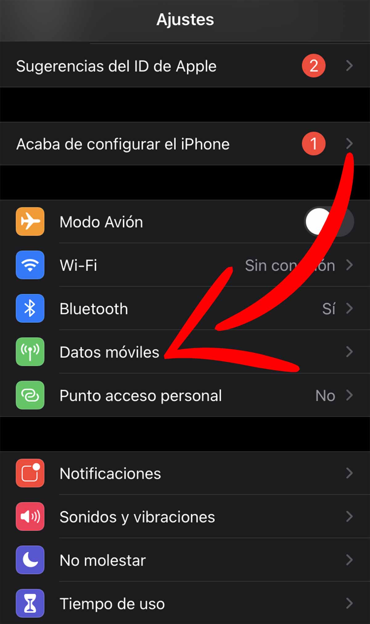 Acceder a datos móviles Ajustes iPhone