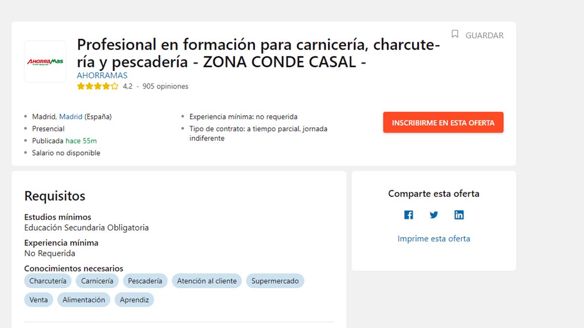 Oferta empleo Infojobs