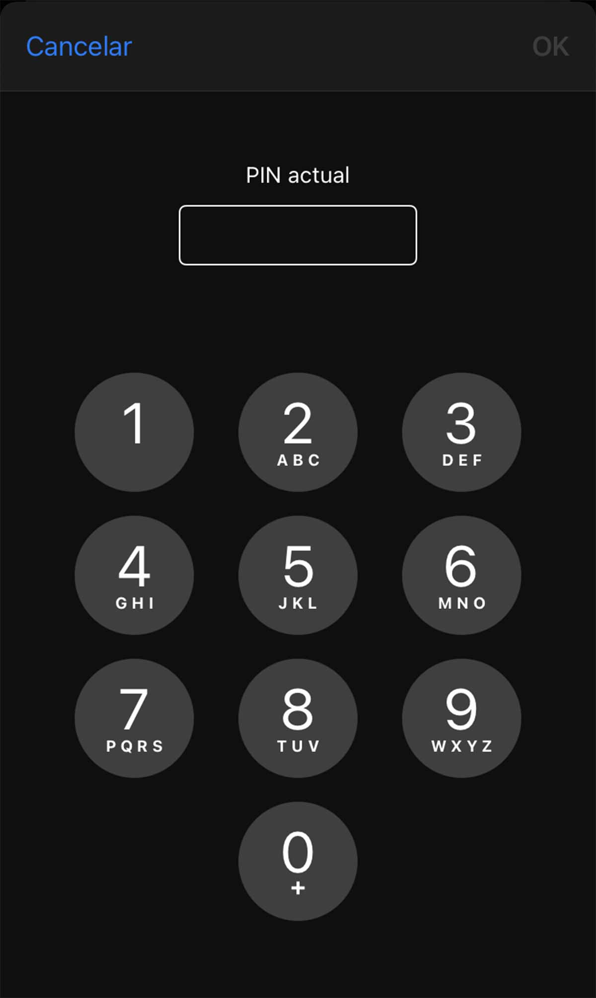 Escribe PIN antiguo y cambia