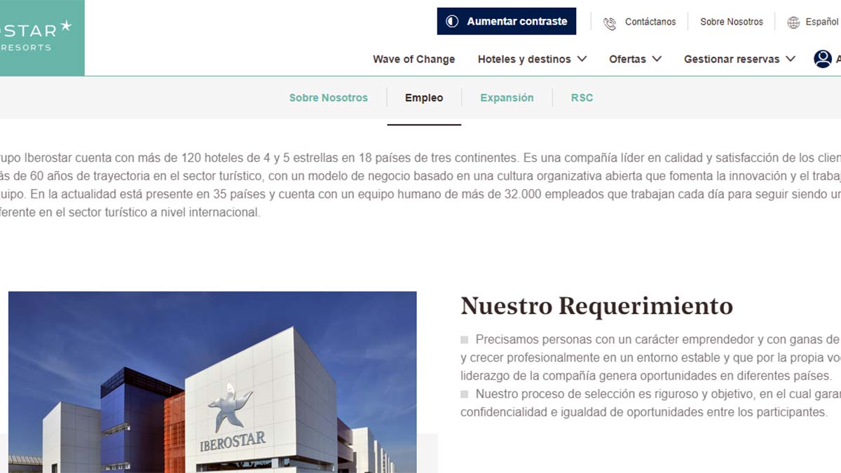 Portal de empleo Iberostar