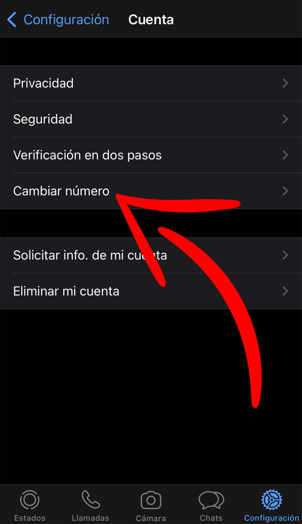 Cambiar número en WHatsApp