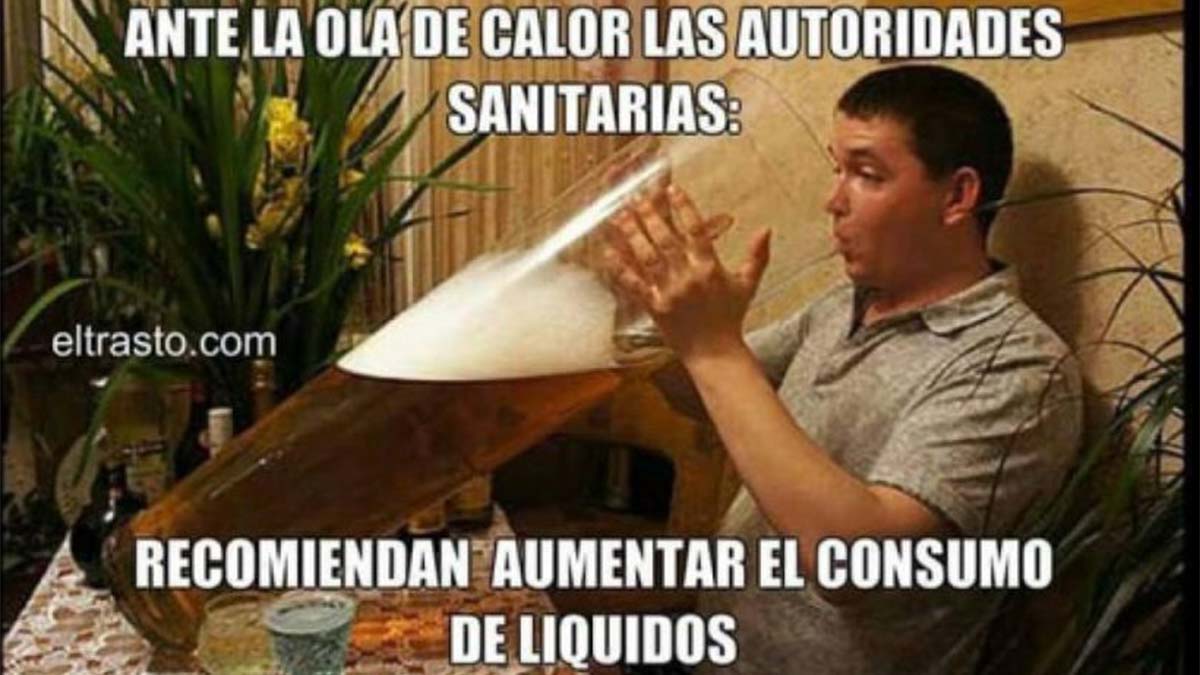 Beber cerveza por ola de calor meme