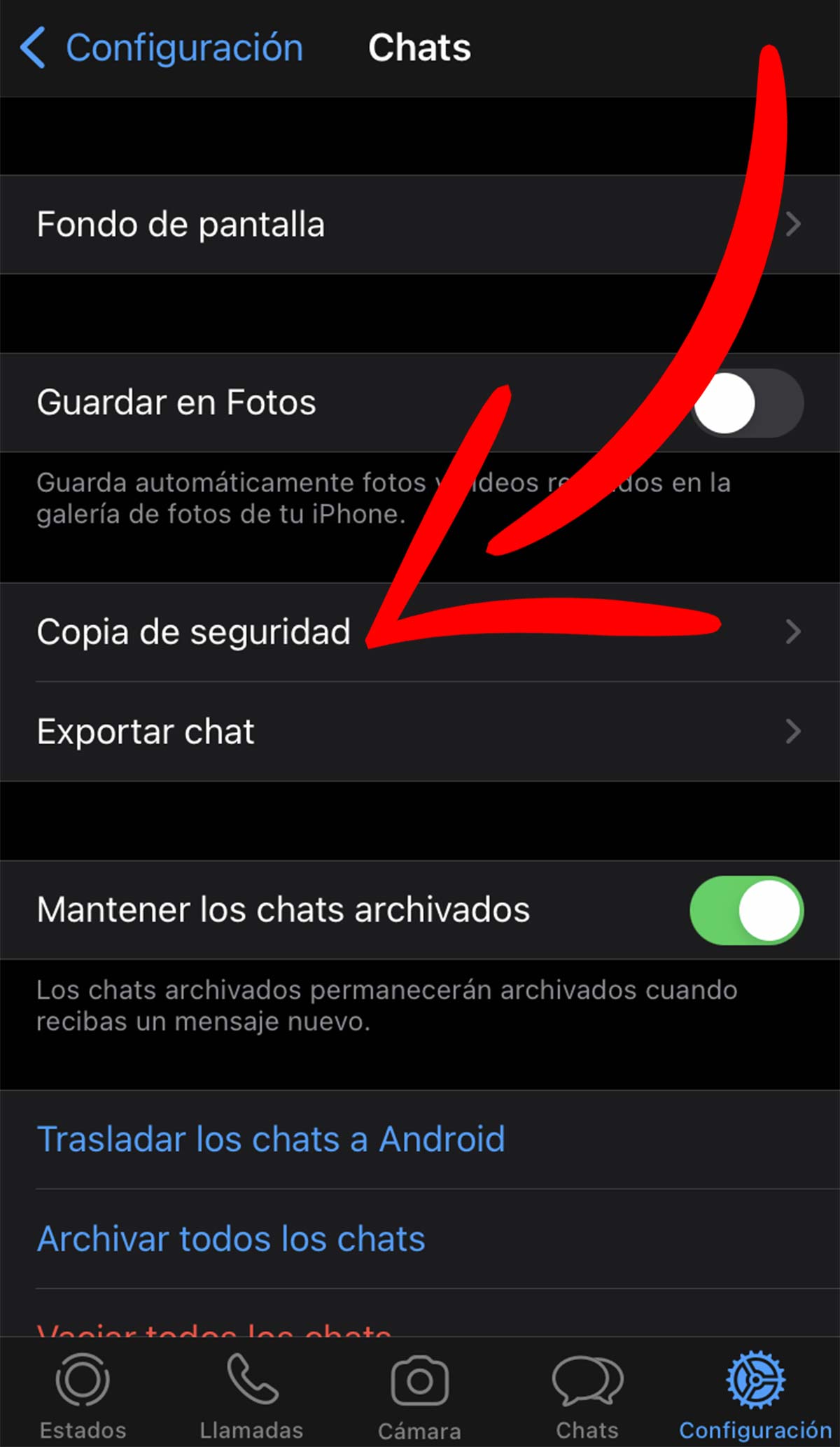 Hacer copia de seguridad