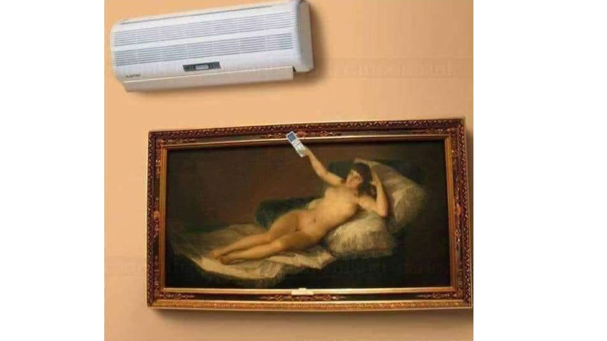 Meme cuadro maja desnuda en la ola de calor