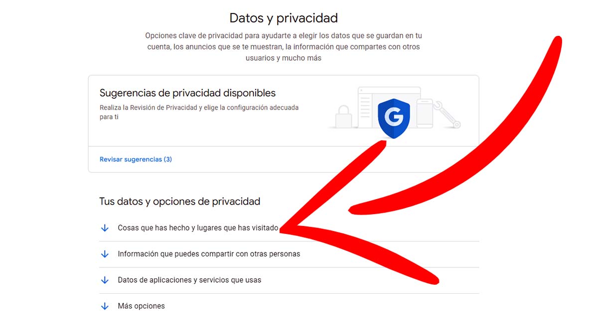 Cosas y lugares que has visitado en Google