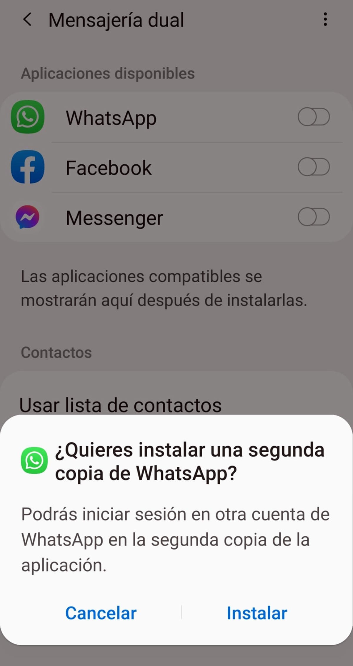 Dos cuentas de WhatsApp en Android