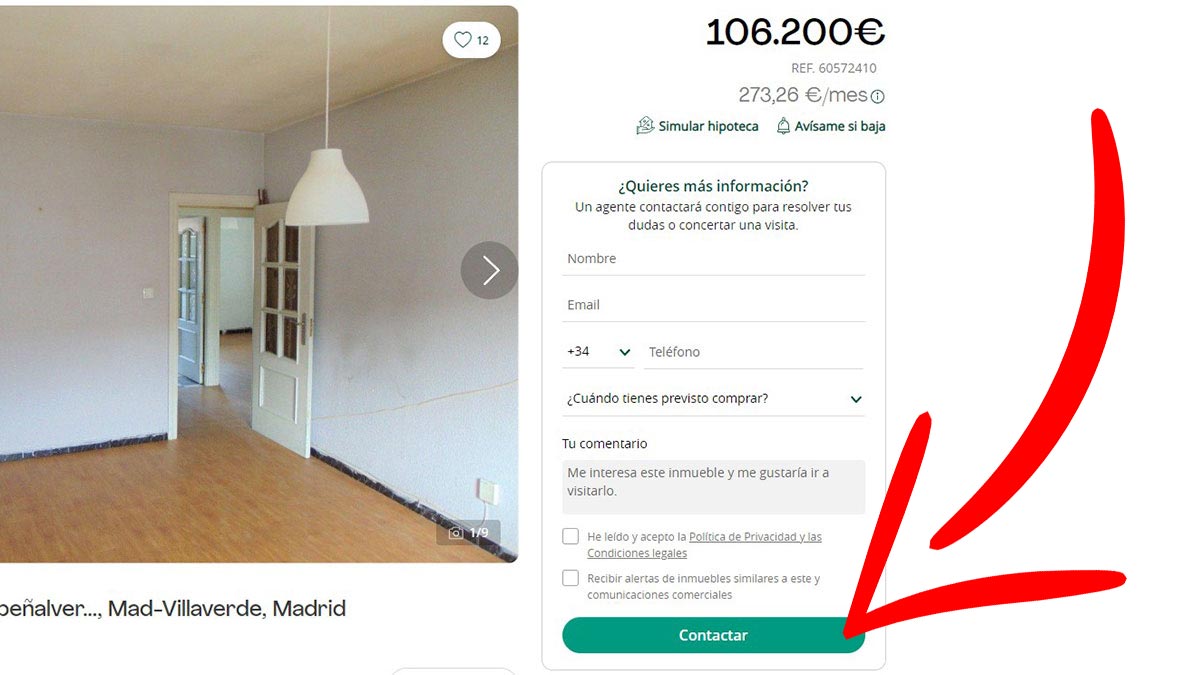 Formulario de contacto Servihabitat