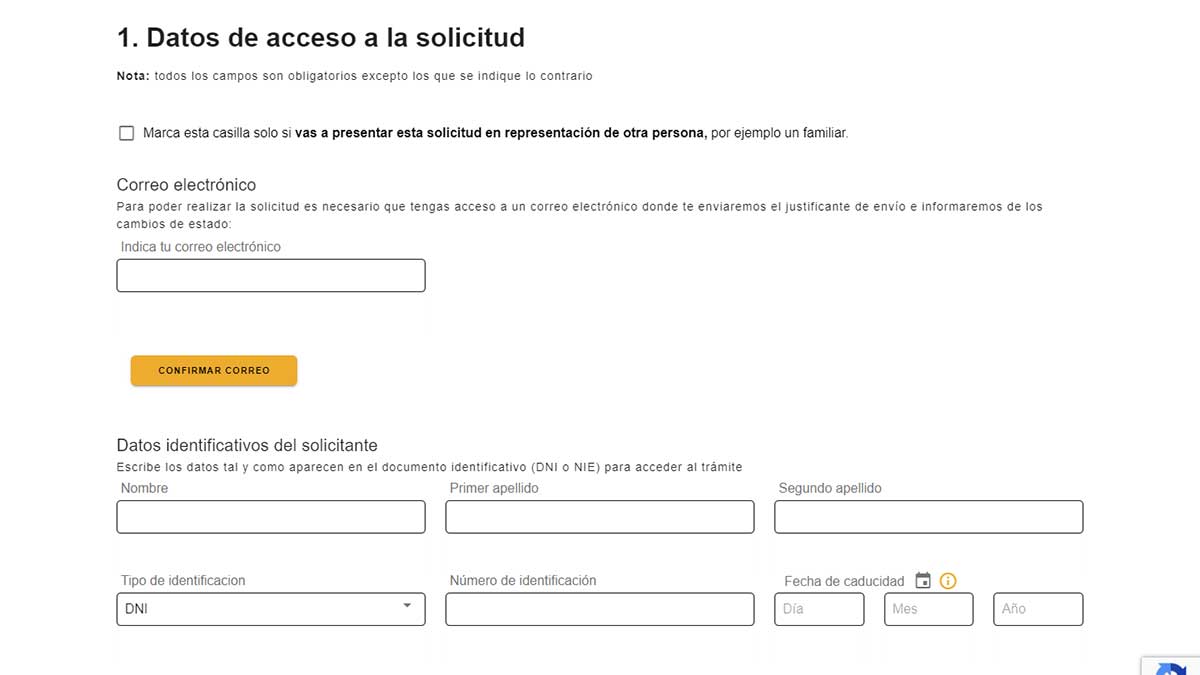 Datos de acceso para el formulario del IMV