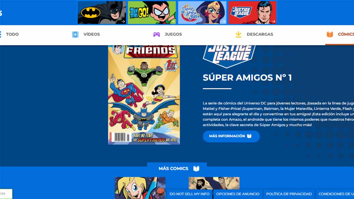 Leer un cómic en DC Kids