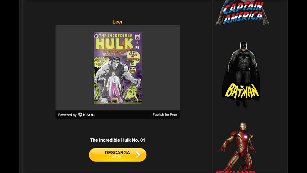 Leer un cómic en Comicpedia