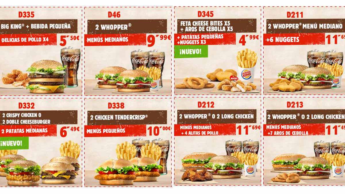 concierto Escarchado Salida 28 códigos descuento de Burger King en cupones para que te salga más barato  tu menú