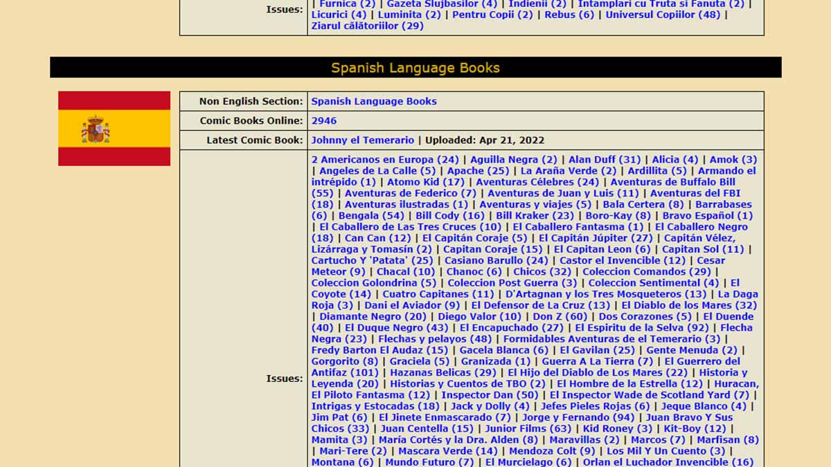 Títulos en español de Comic Book +