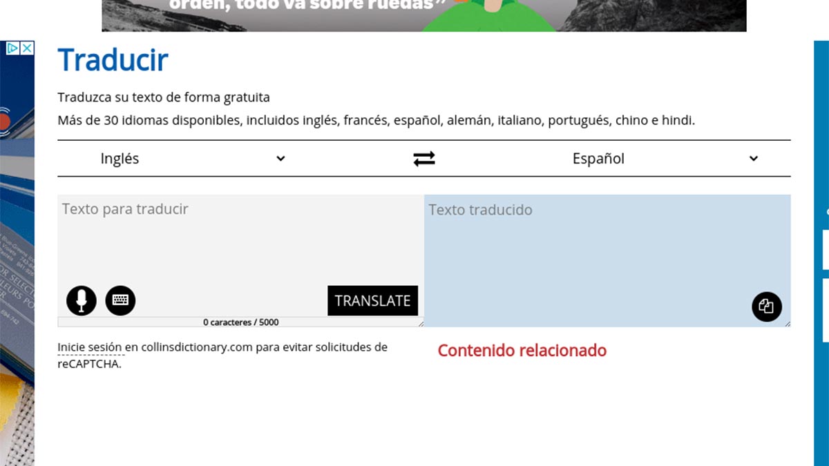 Traductor online Collins