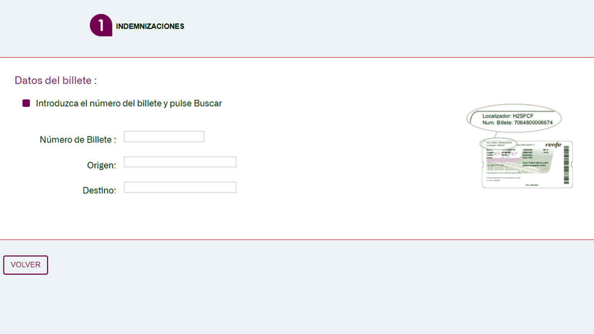 Datos de los billetes de Renfe