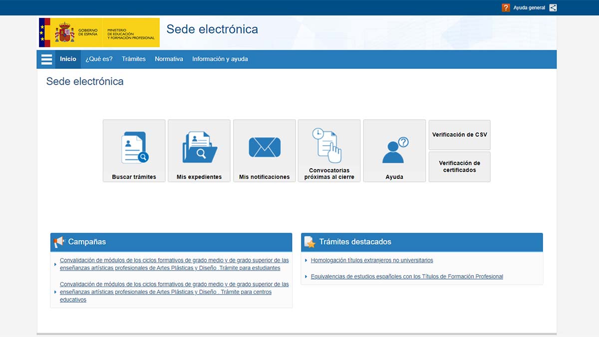 Sede electrónica del Ministerio de Educación