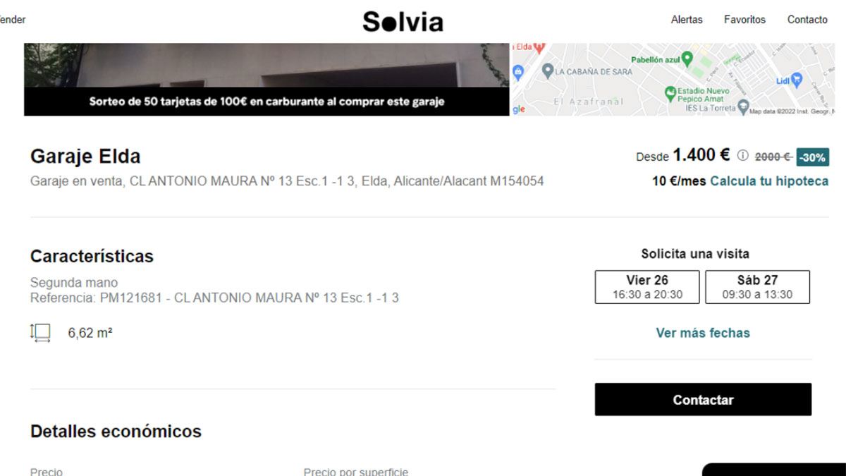 Oferta garaje 1.400 euros