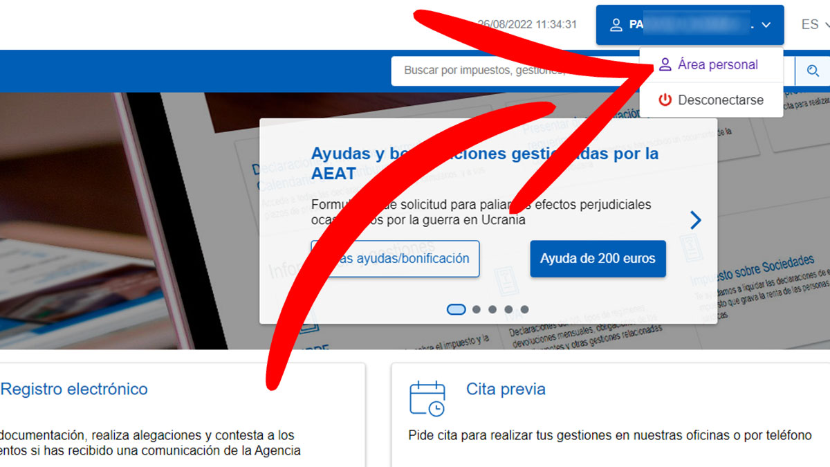 Área personal de Hacienda