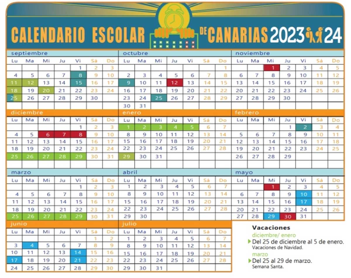 Calendario Escolar 2023-2024 Canarias.