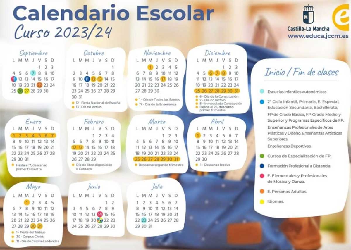 Calendario Escolar 2023-2024 Castilla-La Mancha.