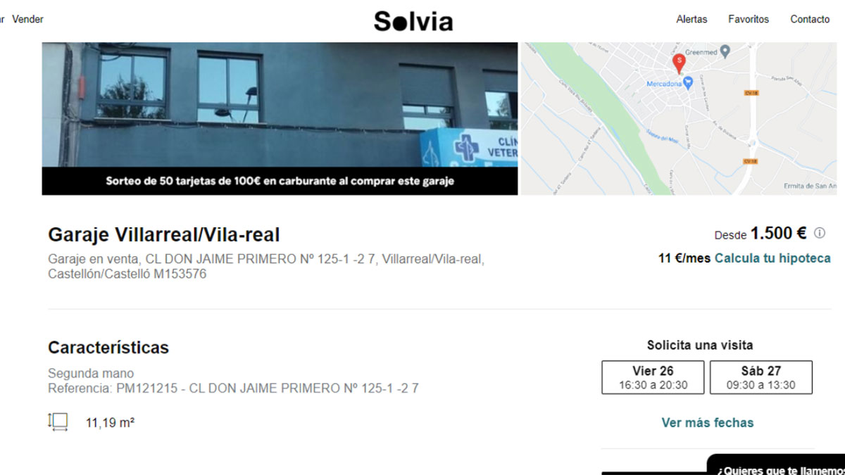 Garaje en venta 1.500 euros