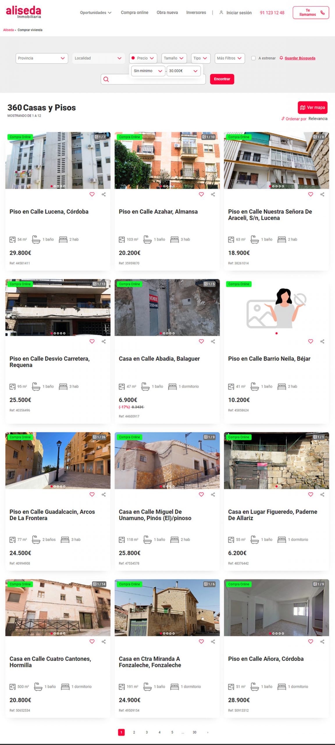 Listado de casas Aliseda