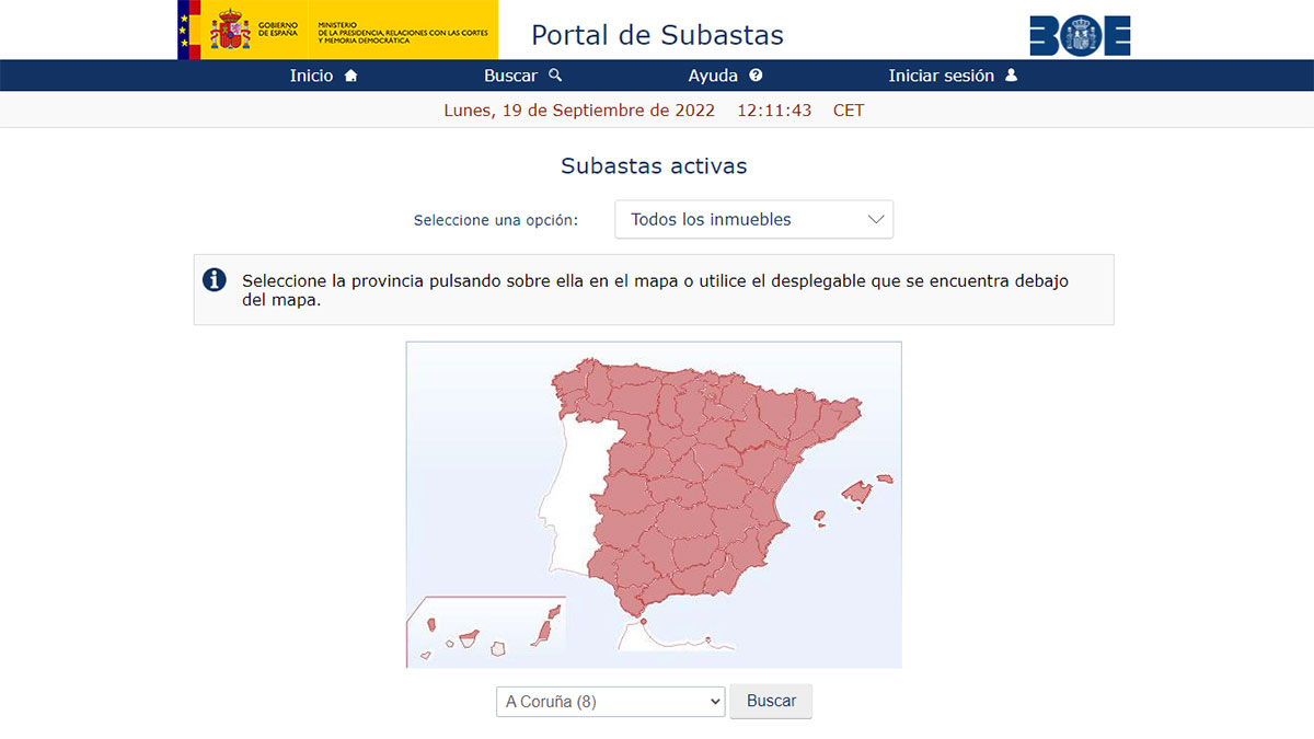 Portal de subastas del BOE