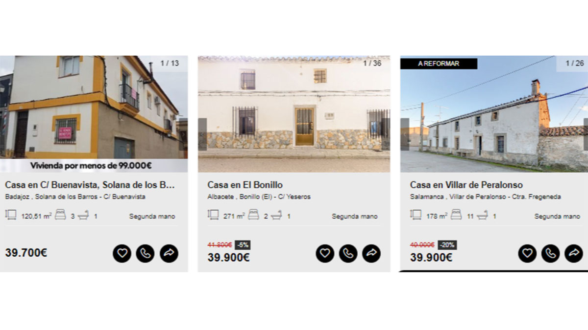 Viviendas a la venta por 39.000 euros