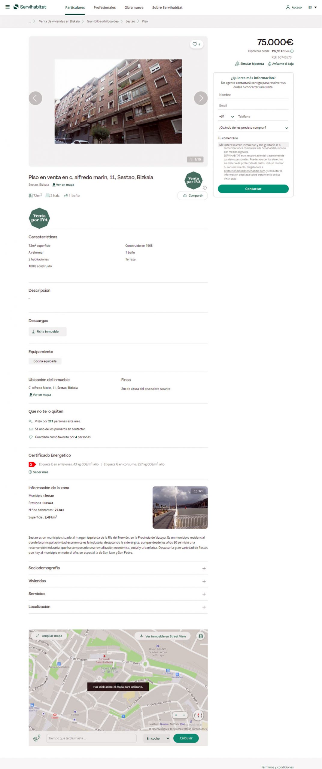 Oferta de vivienda al detalle