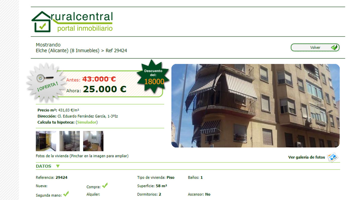 Vivienda en Alicante por 25.000 euros