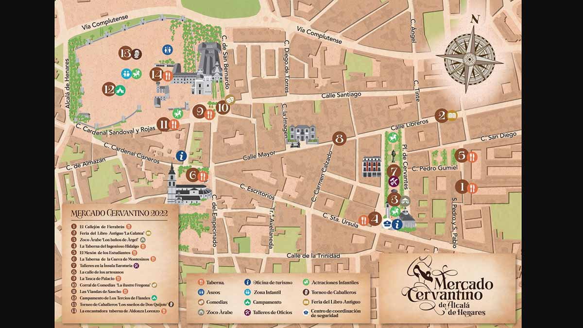 Mapa de la Semana Cervantina de Alcalá de Henares