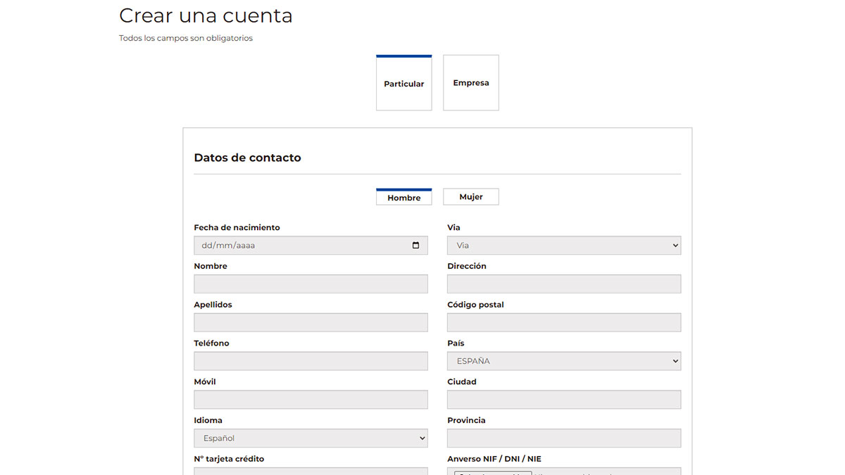 Registro en la plataforma