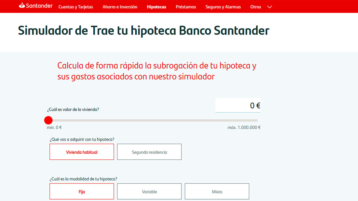 Simulador subrogación Santander