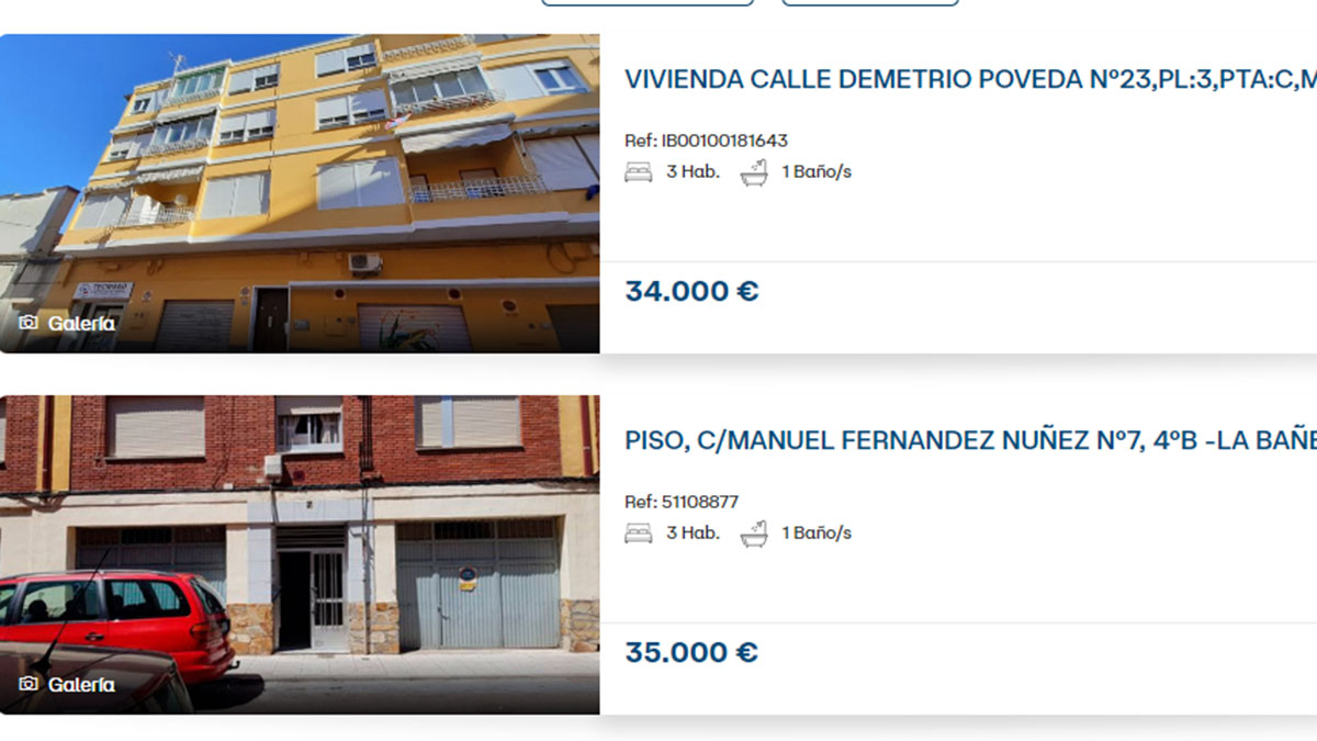 Oferta de pisos por 35.000 euros